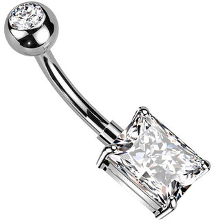 Piercing ombligo Rectángulo circonita