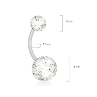 Piercing ombligo Bola Acrílica Purpurina Ultra