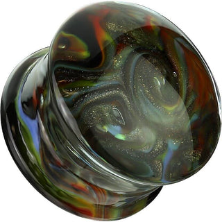 Cristal Plug Espiral multicolor en fondo negro double flare