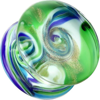 Cristal Plug Espiral Azul y verde double flare