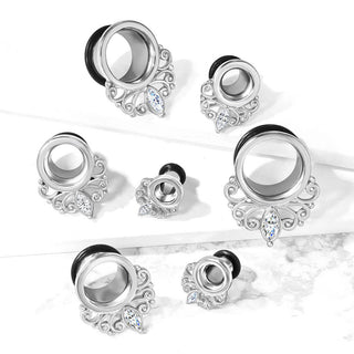 Túnel Anillo vintage de plata con circonita y junta tórica de silicona