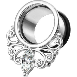 Túnel Anillo vintage de plata con circonita y junta tórica de silicona