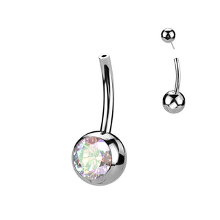 Titanio base piercing ombligo Circonita Push In