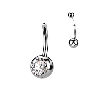 Titanio base piercing ombligo Circonita Push In