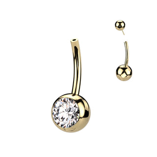 Titanio base piercing ombligo Circonita Push In