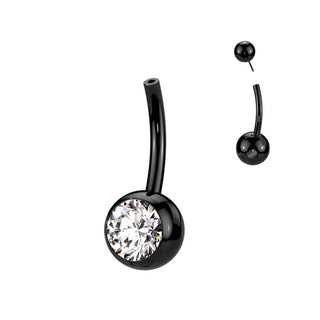 Titanio base piercing ombligo Circonita Push In