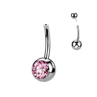 Titanio base piercing ombligo Circonita Push In
