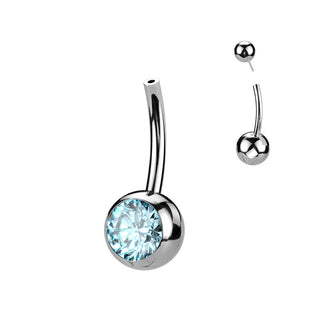 Titanio base piercing ombligo Circonita Push In