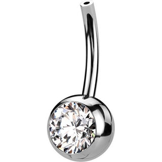 Titanio base piercing ombligo Circonita Push In