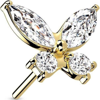 Oro 14kt Top Circonitas Mariposa Push In