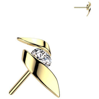 Oro 14kt Top lazo circonita Push In