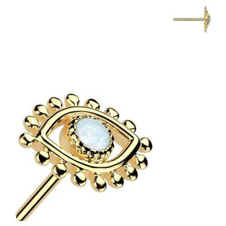 Oro 14kt Top ojo ópalo Push In