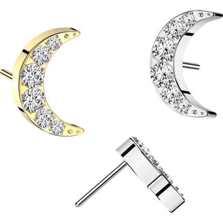 Titanio Top luna cresciente circonita Push In