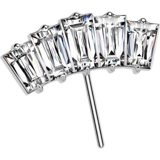 Titanio Top abanico 5 corte baguette circonita Push In