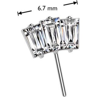 Titanio Top abanico 3 corte baguette circonita Push In