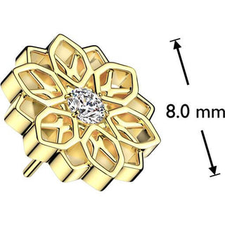 Titanio Parte Superior Flor de Loto de Circonitas Push In