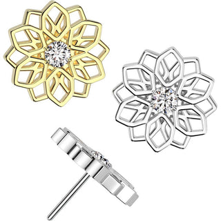 Titanio Parte Superior Flor de Loto de Circonitas Push In