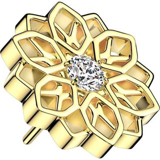 Titanio Parte Superior Flor de Loto de Circonitas Push In