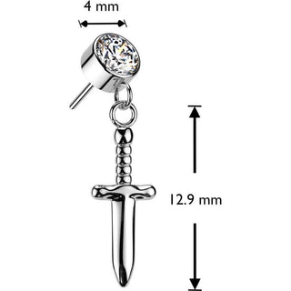 Titanio Parte superior de Circonita con cuchillo colgante Push In