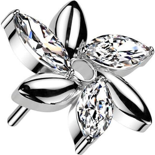 Titanio Parte Superior Flor de Circonitas talla Marquesa Push In
