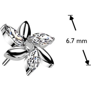 Titanio Parte Superior Flor de Circonitas talla Marquesa Push In