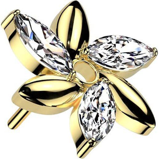 Titanio Parte Superior Flor de Circonitas talla Marquesa Push In