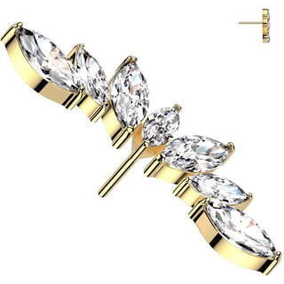 Titanio Top abanico 7 circonitas talla marquesa Push In