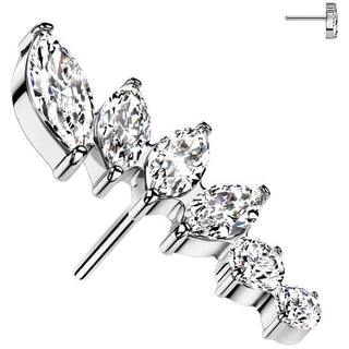 Titanio Top abanico 6 circonitas Push In