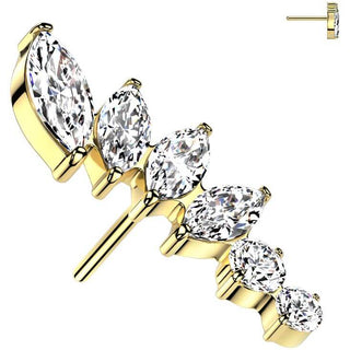 Titanio Top abanico 6 circonitas Push In