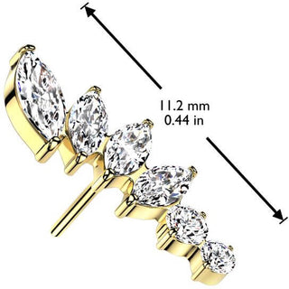 Titanio Top abanico 6 circonitas Push In