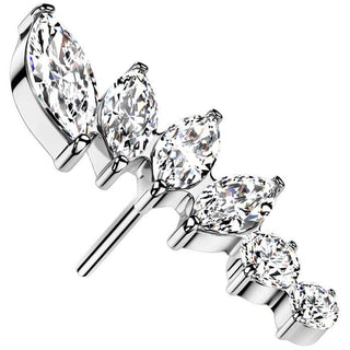 Titanio Top abanico 6 circonitas Push In