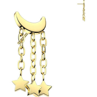 Titanio Cadena luna creciente y estrellas Push In