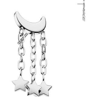 Titanio Cadena luna creciente y estrellas Push In