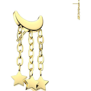 Titanio Cadena luna creciente y estrellas Push In