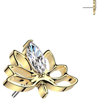 Titanio top flor de loto circonita Push In