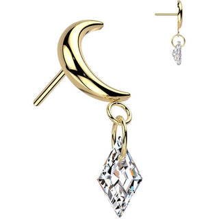 Titanio top luna colgante Push In