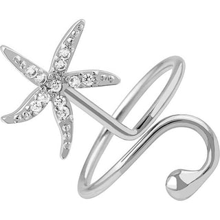 Ajustable de plata con estrella de mar de circonita