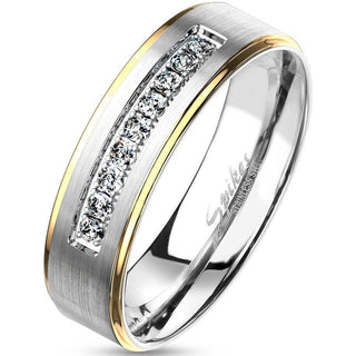 Plata con líneas doradas y 9 circonitas