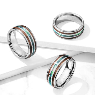 Plata con líneas de madera y abulón