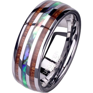 Plata con líneas de madera y abulón