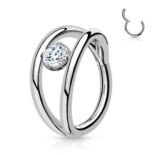 Anillo Bola Circonita Plata Clicker