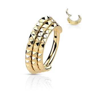 Anillo Triple fila pirámide Corte Clicker