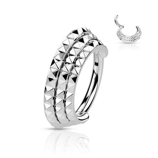 Anillo Triple fila pirámide Corte Clicker