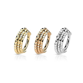 Anillo Triple fila pirámide Corte Clicker