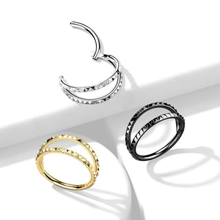 Anillo Doble línea de corte piramidal Clicker