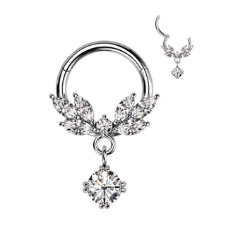Anillo Hojas colgantes Circonita Clicker