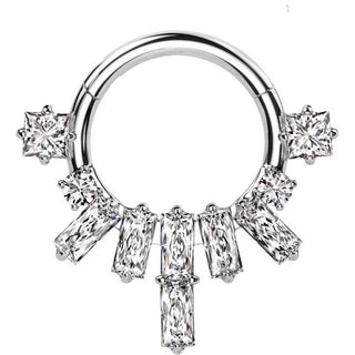 Anillo Abanico de circonitas baguette Clicker