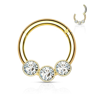 Anillo Bola 3 Circonitas Clicker
