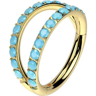 Titanio Anillo Doble aro turquesa Segment