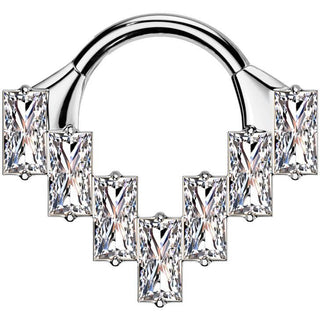 Titanio Anillo circonita talla baguette Segment